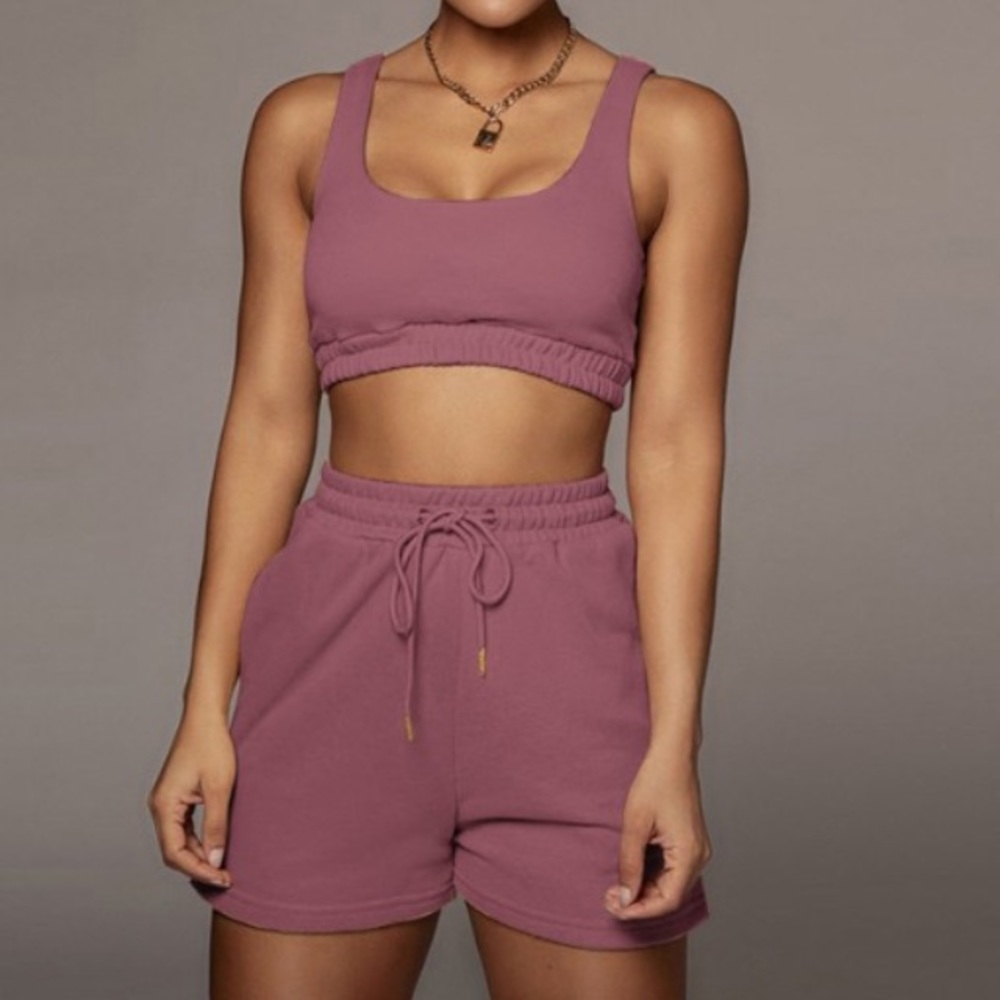 Solid color two piece set